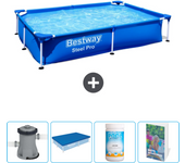 Paquete de piscina - bestway - rectángulo - 221x150x43 cm + accesorios cb79