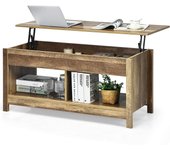 Costway mesa de centro elevable con estantey con compartimento de almacenamiento mesita de té de madera para pasillo salón balcón (roble)