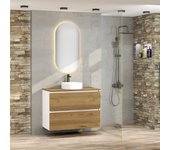 Conjunto de baño jax | mueble suspendido | 90 cm blanco - teka | dos cajones | lavabo blanco | no incluye espejo | mueble montado | plusbaño