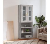 Aparador alto | aparador de comedor | armario de cocina madera contrachapada gris sonoma 69,5x34x180 cm cfw82291
