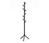 Tienda eurasia – perchero de pie, madera, 42x42x174 cm, 8 ganchos, 3 alturas, negro