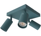 Lumicom | form q lámpara de techo, 3x gu10, max 33w, metal, azul mediterráneo, 30x30cm