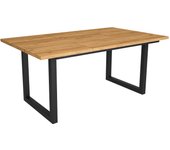 Mesa de comedor - 8 comensales - 170 - robusta y estable gracias a su estructura y patas macizas - roble - estilo industrial