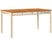 Mesa de jardín ratán sintético madera acacia beige 140x80x75 cm