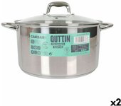 Olla con tapa de cristal quttin caesar acero ø 30 x 17,5 cm (2 unidades)