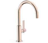 Tres 21190501op project-tres grifo monomando alto con maneta lateral para lavabo oro rosa 24k