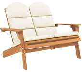 Banco de jardín adirondack con cojines de madera de acacia de 126 cm