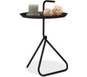 Relaxdays mesa auxiliar con mango, acero, negro, 59 x 40 cm