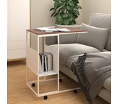 Maison exclusive - mesa auxiliar con ruedas madera ingeniería blanco 55x36x63,5 cm