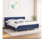 Cama con somier y colchón azul 180x200 cm tela