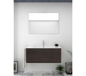 Conjunto de baño suspendido florencia 1 cajón incluye mueble, lavabo y espejo - roble sinatra 90 x 45 cm seno centrado