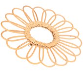 Espejo de ratán retro redondo para colgar en la pared, espejo de maquillaje, decoración para baño, dormito