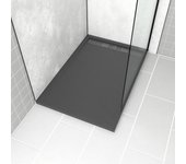 Plato de ducha en acrílico gris efecto piedra 80x120x4cm - rejillas cromo y gun metal - meteora