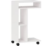 Mesa auxiliar con ruedas, diseño c, melamina blanca, 40x30x69 cm, hasta 19 kg