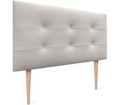 Dhome cabecero de cama acolchado capitoné 8cm de grosor. cabezal tapizado polipiel con patas cabeceros de cama (blanco hueso, 105cm)