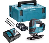 Sierra makita 18 v li-ion + 2 baterías 3.0 ah, cargador, estuche y accesorios - djv180rfj