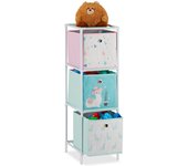 Relaxdays estantería de niños con tres cajas, almacenaje infantil, unisex, llamas, 89x27,5x30 cm, multicolor
