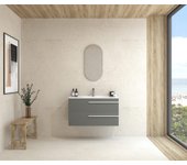 Mapau pack mueble de baño con lavabo y espejo cápsula curie dos cajones gris macadam 100cm
