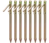Relaxdays set de ocho piquetas para camping, clavos para suelos duros, acero galvanizado, 30,5 cm, dorado