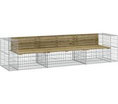 Banco jardín con gaviones madera pino impregnada 287x71x65,5 cm