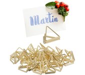 Relaxdays set de 48 soportes para fotos triangular, porta tarjetas, menús, postales, para bodas, fiestas, dorado