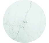 Tablero de mesa blanco ø50x0,8cm de vidrio templado con diseño de mármol vidaxl