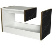 Mesa auxiliar, 100% tablero de aglomerado rechapado en melamina, color blanco oro negro