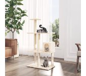 Rascador para gatos de sisal color crema con rascador 119 cm
