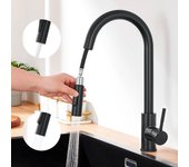 Mezclador de cocina negro lonheo max con ducha extraíble giratoria 360 ° de acero inoxidable grifo cocina de fregadero 2 funciones mezclador de cocina