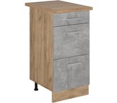 Vicco mueble bajo de cocina r-line, hormigón, 40 cm con cajones, et roble