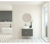 Mapau pack mueble de baño con lavabo y espejo redondo gebelin gris macadam 80cm