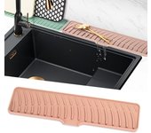 Tapete de silicona para desagüe de grifo, tapete para fregadero, tapete para desagüe de cocina y baño (rosa, 42 cm)
