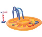 Piscina hinchable autoportante infantil bestway 285x224x119 cm 10 bolas, túnel y señales diseño tren edad mayores de 2 años