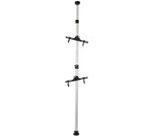 Soporte de bicicletas telescópico para 2 bicis de 20 kg para ahorro de espacio ajustable entre 160-340 cm con brazos de apoyo 360°