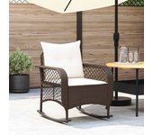 Vidaxl silla mecedora de jardín con cojines ratán sintético marrón