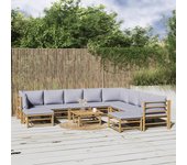 Maison exclusive - set de muebles de jardín 11 piezas bambú y cojines gris claro