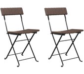 Pack 2 uds silla de jardín | sillas bistró plegables acero y ratán sintético marrón cfw55881