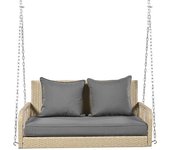 Hamaca de jardín, conjunto de muebles de exterior de ratán beige