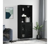 Aparador alto | aparador de comedor | armario de cocina madera contrachapada negro 69,5x34x180 cm cfw25349