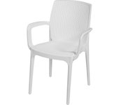 4x silla de poliratán con reposabrazos, blanca, marca h&h