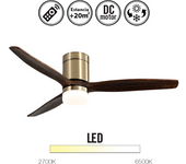 Ventilador de techo con luz silencioso dc con mando aguilon roble 132 cm invierno-verano color luz regulable