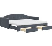 Sofá cama nido con cajones terciopelo gris oscuro 90x200 cm