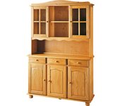 Alacena 3 puertas en pino macizo, talla 130 x 197 x 42cm, serie alteal miel altoxanchoxfondo