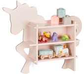 Relaxdays estantería infantil unicornio, juguetero pared 2 baldas abiertas, librería niñas, 54,5 x 66 x 13 cm, rosa