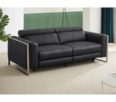 Sofá 3 plazas relax eléctrico de cuero negro davoli