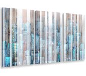 Cuadro tríptico gráfico manhattan azul - 90x60 cm