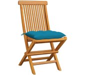 Sillas de jardín con cojines azul claro 6 piezas madera de teca
