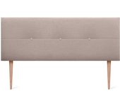 Dhome cabecero de lino natural con botones y patas de madera cabezal tapizado cama dormitorio moderno top trending (tierra, 145cm)