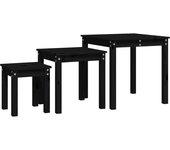 3 piezas mesas apilables | mesita auxiliar | mesa de café madera maciza de pino negro cfw67314