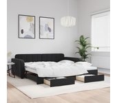 Sofá cama nido y cajones terciopelo negro 100x200 cm